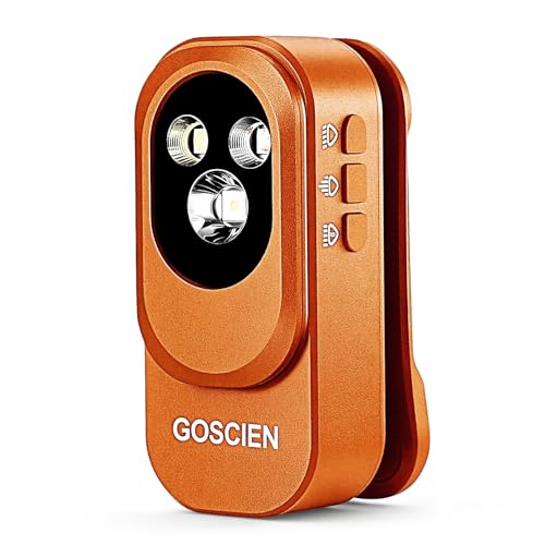GOSCIEN Pro Rechargeable EDC Flashlight Clip-on Light 500 Lumens Clip Light with Three Lighting Solutions USB C Charging Magnetic IPX6 Waterproof Flashlight for Cycling, Outdoor and etc(Orange)