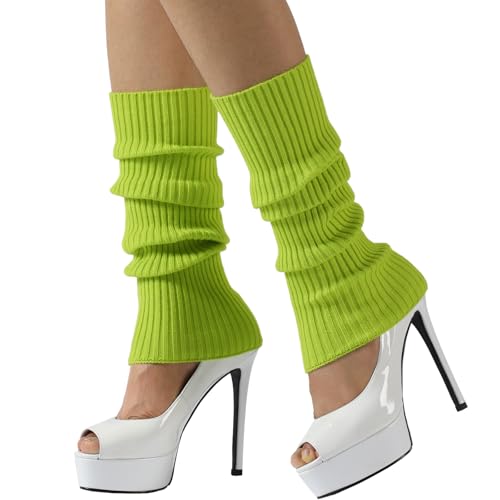 Nanxson Knit Ribbed Leg Warmer Y2K 80s Womens Lolita Harajuku Leg Warmer Sports Party Yoga Dance Accessories (Light Green)