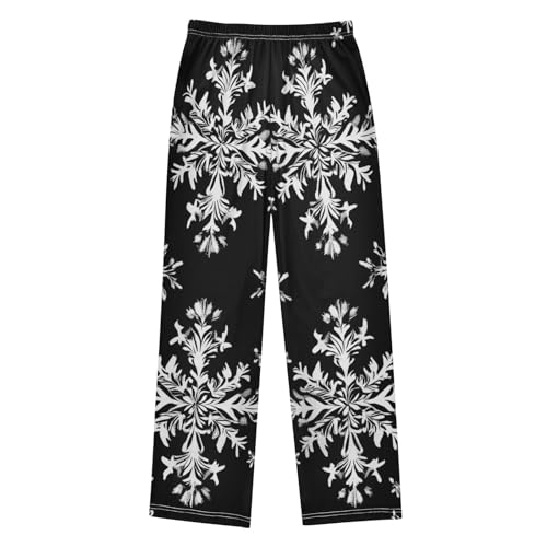 ZZXXB Snow Pattern Boys Long Pants Soft Trousers Elastic Waist Kids Lounge Bottoms with Pockets S-XL2