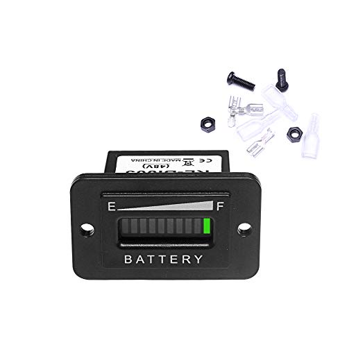 Auto-Parts-Eshop 48V Volt LED Battery Indicator Meter Gauge Charge Discharge Testers for Lead-Acid Battery Motorcycle EZGO Club Car Yamaha Golf Cart Car Jet Ski Rectangle