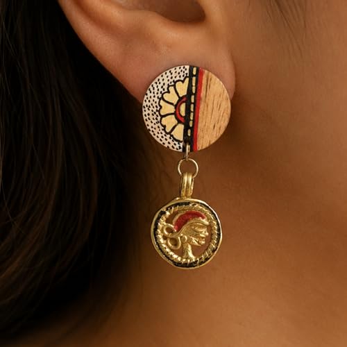 Image of Handcrafted Bohemian & Tribal Earrings for Women - Ethnic Brass, Floral & Festival-Inspired Statement Designs in Drop, Dangle, Hoop & Stud Styles