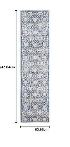 SAFAVIEH Traditional Rug for Living Room Dining Room, Bedroom - Brentwood Collection, Short Pile, in Navy and CREME, 61 X 244 cm - Image 2