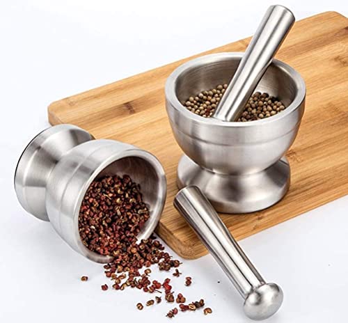 Edelstahl Mörser mit Stößel Lebensmittelecht Pestle and Mortar Stainless Steel, 10cm (3.9') Durchmesser