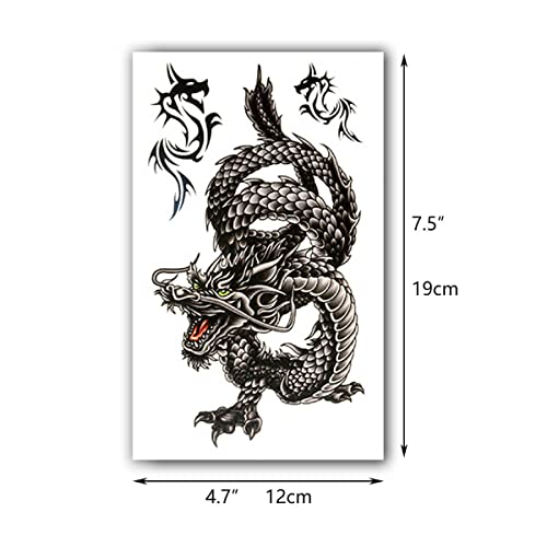 Glaryyears 18 Sheets Dragon Black Temporary Tattoos For Men Teens, Animal Scorpions Wolf Owl Dark Tribal Tiger Cross, On Arm Shoulder Hand Leg Back Body Art 4.7''X7.5'' #TOP6