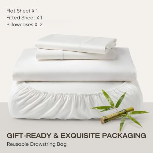 Image of Real 100% Viscose Derived from Bamboo Sheets Set California King Size, Cooling & Silky Soft for Hot Sleeper, Luxury with Breathable & Moisture Wicking Fabric, 18 inch Deep Pocket with Corner Straps(W, CK)