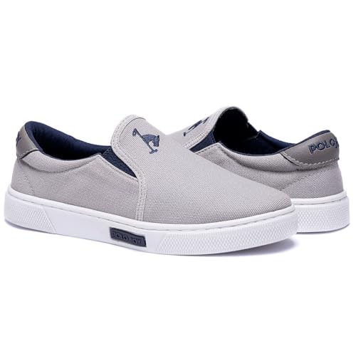Tênis Iate Infantil Menino Slip On Elástico Conforto Polo Joy (Cinza, BR, Criança de 9 a 12 anos, Nu