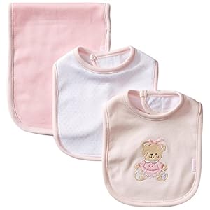 Little Me Baby Boys and Girls 100% Cotton 3-Piece Bib and Burp Sets, 2 Bibs and 1 Burp Cloth