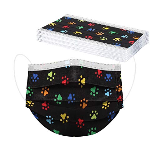 50Pc Personalized Disposable Face_Mask With Animal Patterned Designs For Women Adults Cat Dog Paw Printed Paper_Mask (18-Animal Paw Print) #TOP5