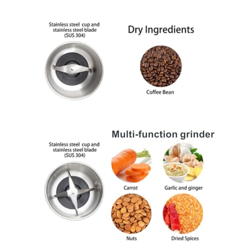 Image of DR MILLS DM-7412M Stainless Steel Electric Dried Spice and Coffee Grinder,2 in 1 Wet and Dry, Detachable Cups, Dishwasher Safe