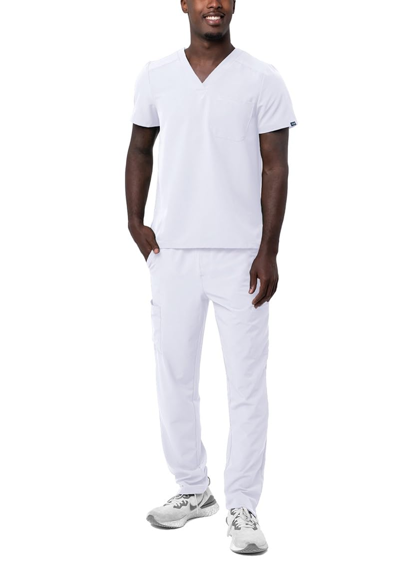 Adar Uniforme médico para Hombres Casaca de Cuello en V y Pantalones Cargo