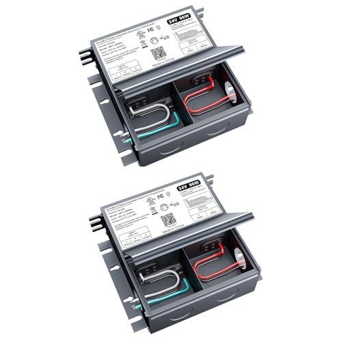(2 Pieces) 24V Dimmable LED Driver, 96W Triac ELV/MLV LED Transformer Compatible with Lutron&Leviton Switches, Dimmable Led Power Supply 96W 24V for Smooth Flicker Free Dimming