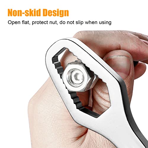 Zuzuan Double End Multifunctional Universal Wrench,8Mm-22Mm Self-Tightening Lazy Wrench Repair Tools, Chrome Vanadium Steel, Silver #TOP3