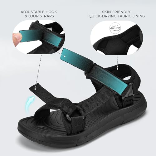 Mens Hiking Sandals with Arch Support - Cushion Sport Athletic Walking Sandles Outdoor Summer Comfortable Casual Waterproof Beach Water Sandal for Wide Feet4