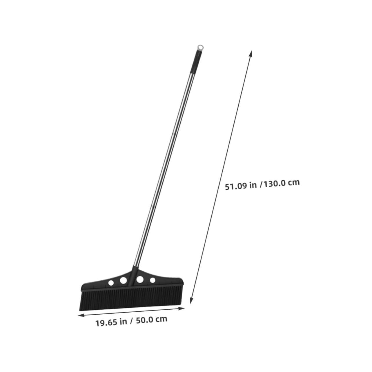 Vaguelly Spazzatrice da Giardino Nero con Manico, Scopa Esterna Robusta in Acciaio Inossidabile e Nylon, Multi-Scena per Balconi e Lawn Sweeper ad Alta Efficienza