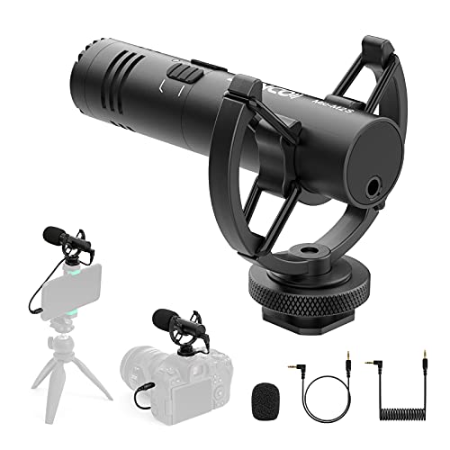 Moman Directional Microphone M2S External Camera Microphones Cardioid Pattern Low-Cut Filter Wind Protection Shotgun Microphone for Canon Nikon Sony Panasonic Smartphone Camcorder Vlog Video