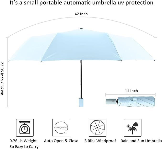 Image of TEKCOOL Umbrella, UV Big Size Umbrella for Sun Protection Rain Windproof Strong Large 3 Fold For Men Women Kids Boys Girls Perfect & Stylish Windproof & Compact''