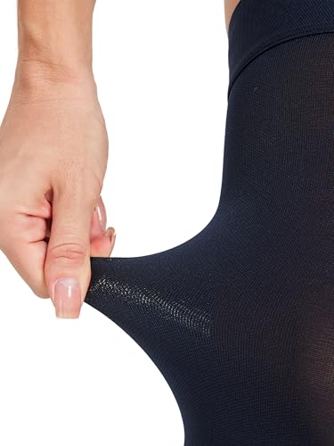 Image of TOFLY Thigh High Compression Socks for Women & Men, Closed Toe 15-20mmHg Graduated Medical Compression Stockings with Silicone Band, Opaque Support Stockings for Varicose Veins, Edema, DVT, Navy L