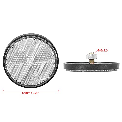Image of F FIERCE CYCLE Pair M6x1.0 White Plastic Universal Screw Mount Reflective Warning Reflector for Motorcycle Bike
