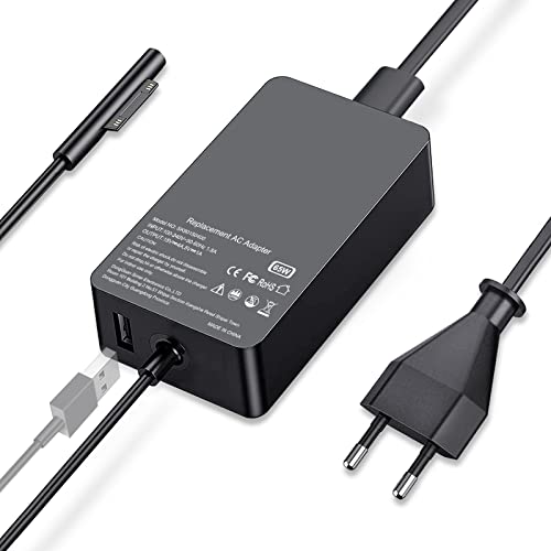 Chargeur Surface Pro, 65W Adaptateur Ordinateur Portable pour Microsoft Surface Pro 7 6 5 4 3, Surface Go 1&2; Surface Book 1&2