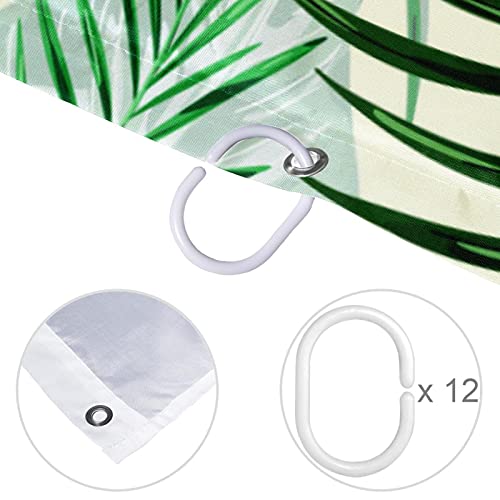 Rideau de douche feuilles tropicales vertes pour ambiance spa nature