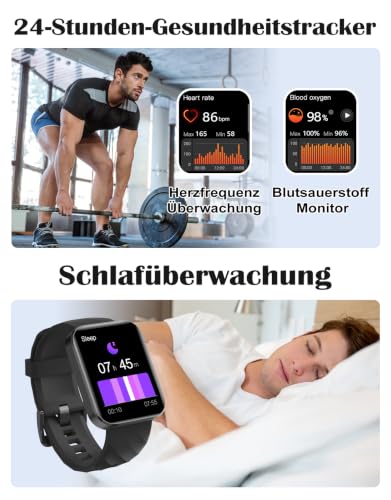 Smartwatch für Damen Herren Bluetooth-Anruffunktion 1.85" HD Fitnessuhr – Ansicht 4