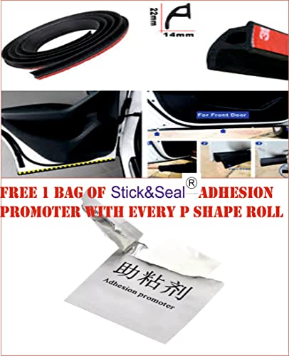 Image of Stick&Seal 4 Meter P-Shape Adhesive Rubber Seal EPDM Foam Trim Lock - Automotive Weather Strip for Window and Door, Weatherproof, Soundproofing (Black