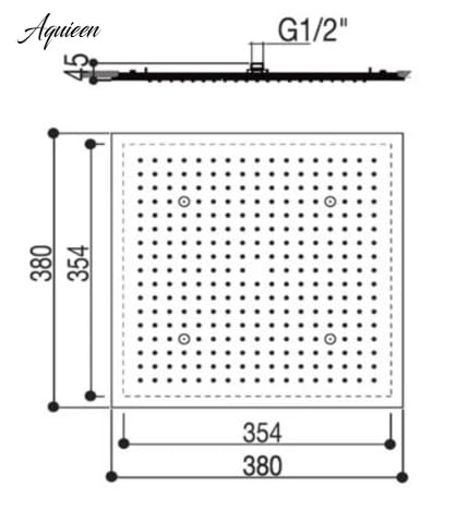 Image of Aquieen 2 inlet rain and mist shower SS304 Ceiling Shower (24 inch x 24 inch)