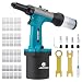 Produktbild LIBRATON Druckluft Nietpistole, Druckluft Nietzange 2,4 mm, 3,2 mm, 4 mm, 4,8 mm mit 200 Nieten, Professionelle Druckluft Blindnietpistole für Autoreparatur, Selbstansaugendes Design