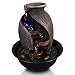 SereneLife 4-Tier Desktop Electric Water Fountain Decor w/ LED - Indoor Outdoor Portable Tabletop Decorative Zen Meditation Waterfall Kit Includes Submersible Pump & 12V Power Adapter