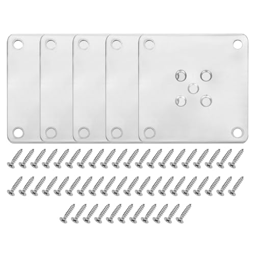 uxcell 5Pcs Furniture Leg Flat Mounting Plates, 90mm/3.5inch Flat T-Plate Connector Attachment Bracket Base with Screws for Chair Sofa Cabinet Repair