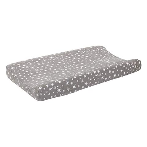 ED Ellen DeGeneres Starry Night - Soft Plush Velboa Grey, White Starburst, Encouraging Words Changing Pad Cover, Grey, White Cover