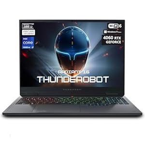 Thunderobot Radiant 16 4060 2.5K Gaming Laptop, 16″ WQXGA 165Hz Display, Intel Core i7-13650HX, GeForce RTX 4060, 64GB DDR5 RAM, 2TB PCIe SSD, RGB Backlit Keyboard, Wi-Fi 6, Windows 11 Home, Gray