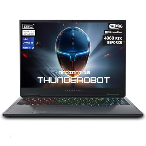 Thunderobot Radiant 16 4060 2.5K Gaming Laptop, 16" WQXGA 165Hz Display, Intel Core i7-13650HX, GeForce RTX 4060, 64GB DDR5 RAM, 2TB PCIe SSD, RGB Backlit Keyboard, Wi-Fi 6, Windows 11 Home, Gray