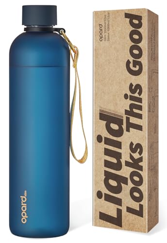 Image of Opard Slim Water Bottle 32oz, Dishwasher Safe Plastic Water Bottle BPA-Free, Leakproof Screw Top, Midnight Blue, Reusable for Travel School Sport Gym Hiking