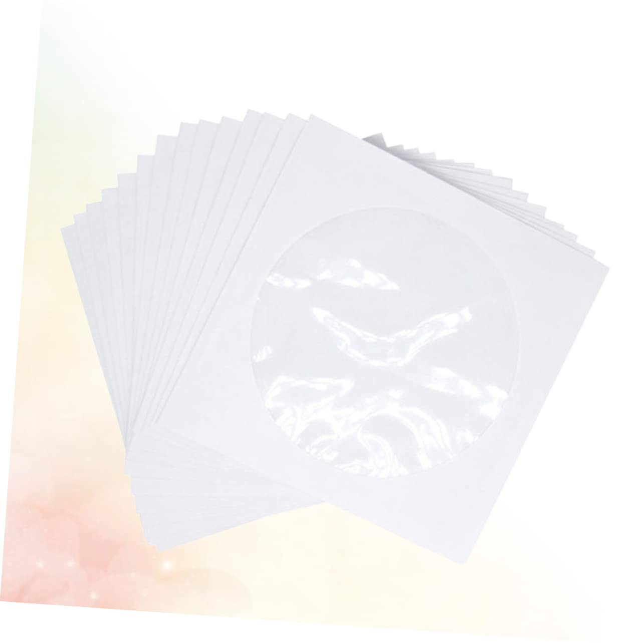 LALAFINA 100 Pcs CD Wallet with Transparent Window Paper Storage Cases for Dvd Discs for Home Cinema and Easy Organization White