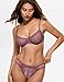 Wingslove Women's Sexy 1/2 Cup Lace Bra Balconette Mesh Underwired Demi Shelf Bra Unlined See Through Bralette(Brownish Purple,40C)