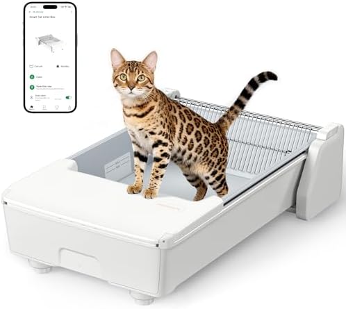 Meowant Self-Cleaning Cat Litter Box, Self-Cleaning Open Spaces, ...