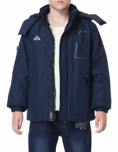 Image of Kid's Ski Jacket Waterproof Winter Coat Boy's and Girl's Fleece Snowboarding Jackets with Detachable Hood