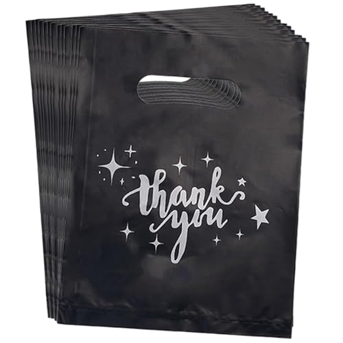 100 bolsas de regalo de agradecimiento, bolsas de plástico para minoristas, bolsas de dulces, bolsas de plástico, para pequeñas empresas, tiendas y boutiques   bolsas de plástico reutilizables con asa