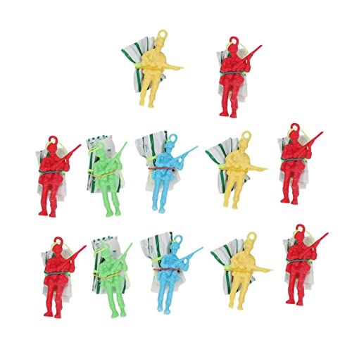 VANZACK 12pcs Mini Soldier Parachute Toys Camping Theme Flying Toys for Boys and Girls