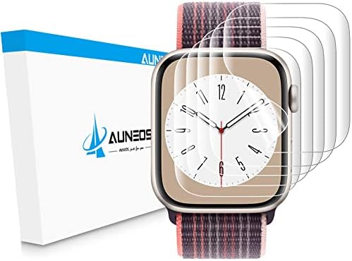 AUNEOS Apple Watch 45mm・44mm フィルム Series 9・8・7・6・5・4・se 対応 アップルウォッチ 液晶保護 フィルム 45ｍｍ・44ｍｍ 適用 TPU製 キズ修復機能 隅浮き防止 ケースに干渉せず 高透過率 気泡なし 指紋防止 取扱簡単 5枚入り (45/44mm)