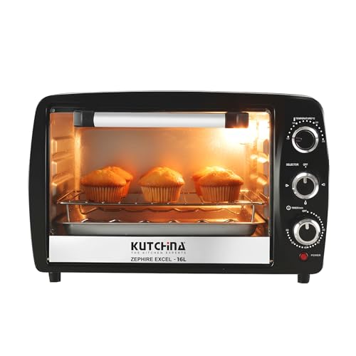 Image of KUTCHINA Zephire Excel 16 Liter Otg Oven For Kitchen, 1200W | Oven Toaster Griller With Auto-Shut Off, Timer Control | Otg 16 Litres For Baking, Grilling, Toasting | 1 Year Warranty, Black