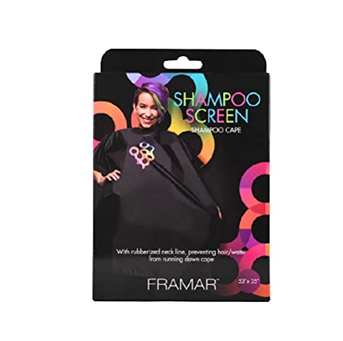 FRAMAR Black Salon Cape – Shampoo Hair Cape, Salon Color Capes, Chemical Capes For Hairstylist, Hair Dressers Drape, Cosmetology Supplies, Barber Supplies - Snap Closure & Rubberized