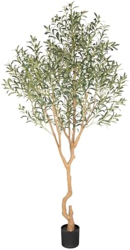 Nafresh Tall Faux Olive Tree，8ft（96in） Realistic Potted Silk Arti...
