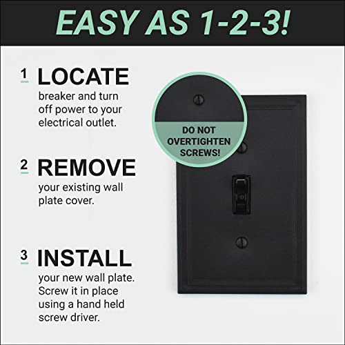 Questech Décor Single Duplex Insulated Electrical Outlet Cover Wall Plate, 1-Gang Single Switch Plate Standard Size Receptacle Cover, Decorative Cornice Design, Gray #TOP7