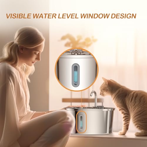 TOMXCUTE 3.2L Stainless Steel Cat Water Fountain for Drinking Tap Cat Fountain for Cats Terriers small-sized dogs - Image 2