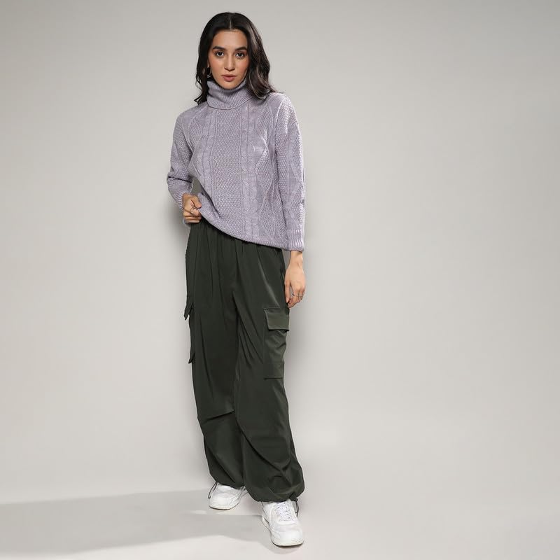 Image of PINACOLADA Women's Geometric-Textured Pullover Sweater for Casual Wear | Crew Neck | Long Sleeves | Pull On Closure | Sweater Crafted with Comfort Fit for Everyday Wear