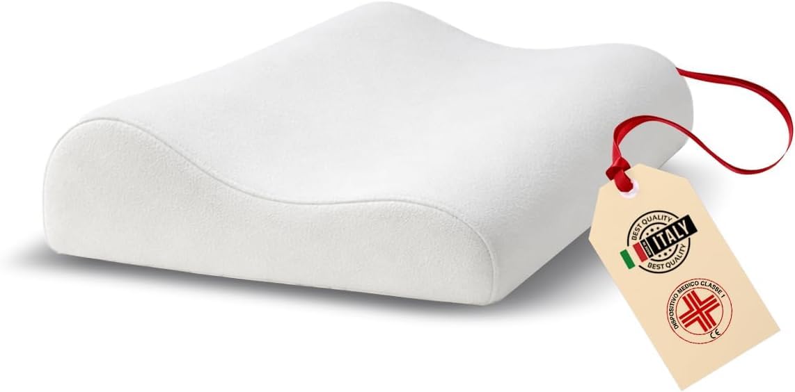M Memory Foam Neck Pillow - Orthopaedic Cervical Pillow - Ergonomic Neck and Head Support Pillow - Breathable Hypoallergenic Washable Pillow - Made in Italy - 1