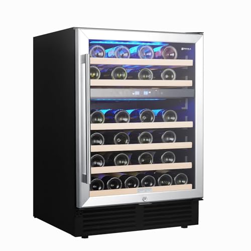 Image of 24-Inch 46 Bottle Wine Cooler Refrigerator, Built-in /Freestanding Single Zone Wine Fridge, 41-64F Adjustable Temperature, Digital Touch Control, Quiet Operation Wine Cellar for Home Bar & Commercial