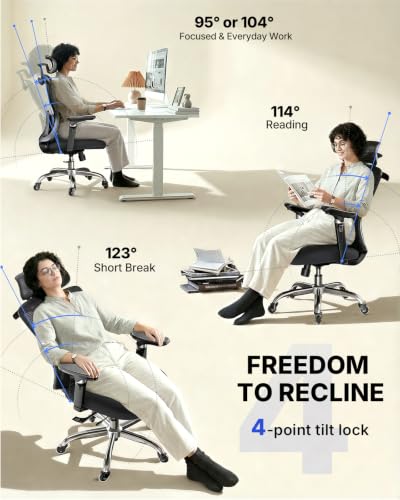 Image of HUANUO Ergonomic Office Chair with 6D Armrest, Seat Depth Adjustment, Lumbar Support, Quiet Rubber Caster, High Back Mesh Gaming Chair with 3D Headrest, Big and Tall Chair for Home Office, Pack of 6